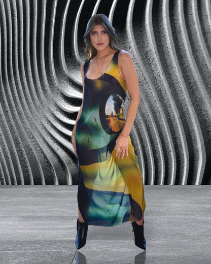 MIAMI HIGHWAY PATTERN TRANSPARENT DRESS