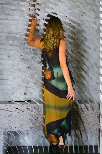 MIAMI HIGHWAY PATTERN TRANSPARENT DRESS