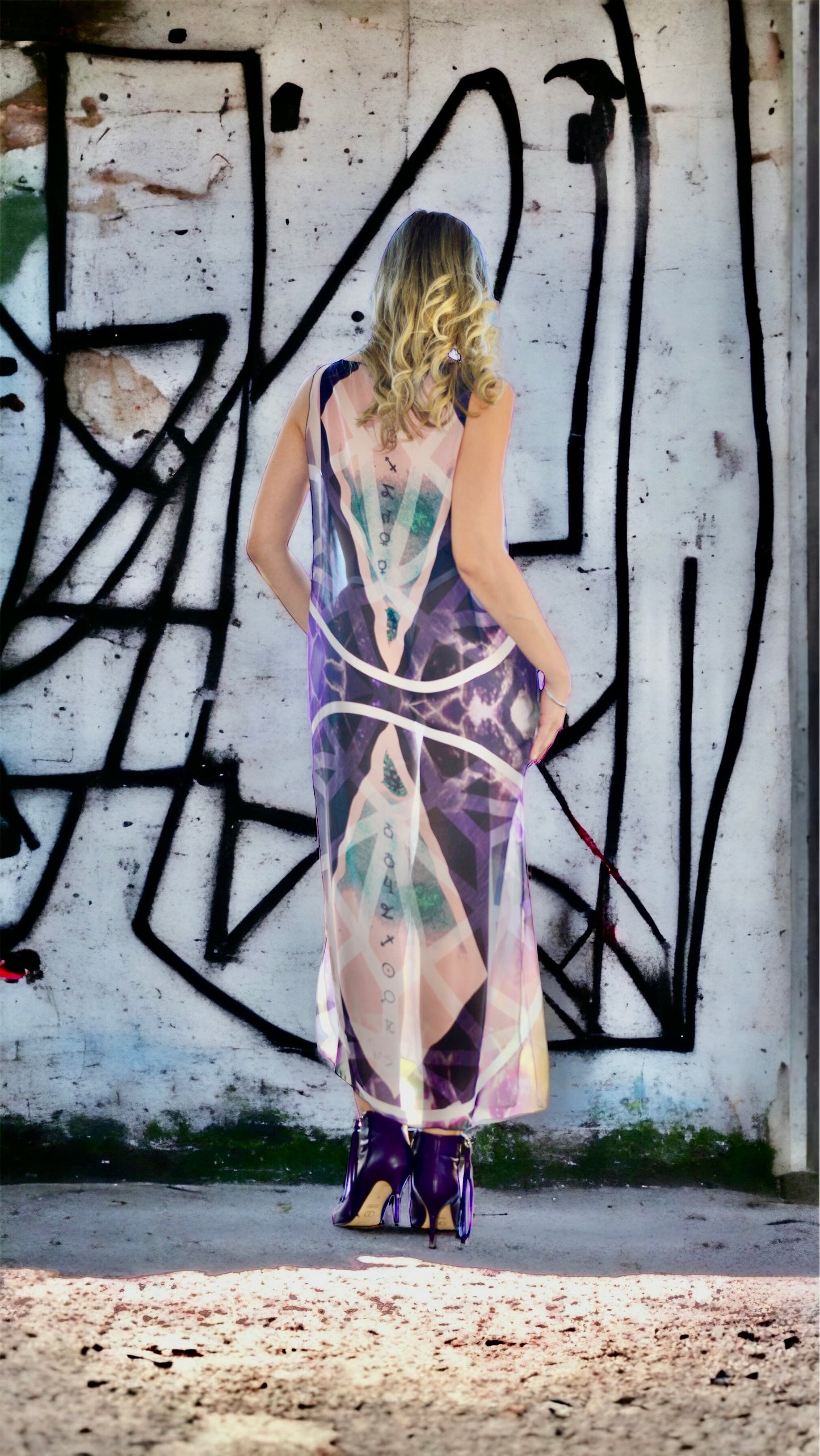 MIS PLANETAS PATTERN TRANSPARENT DRESS